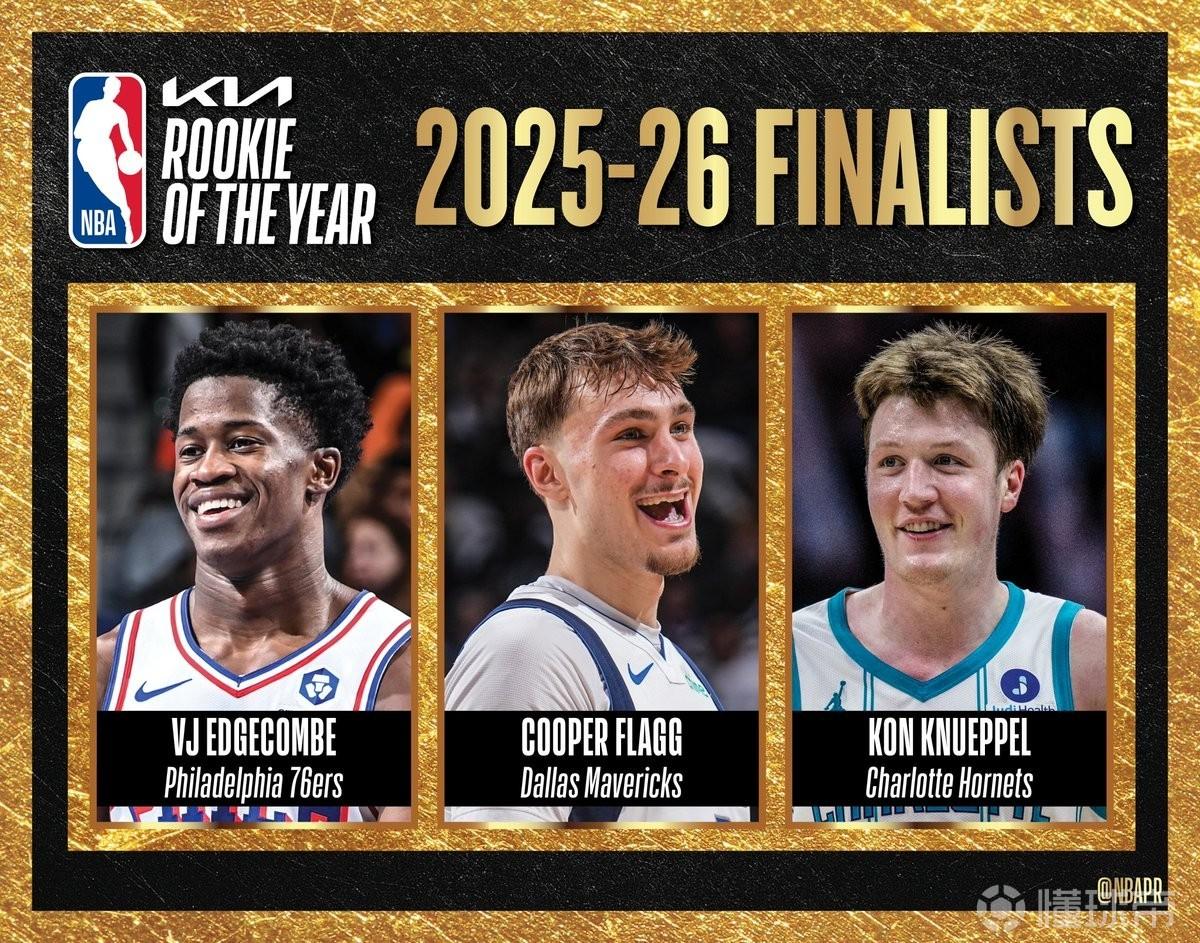 NBA年度最佳新秀最终候选：VJ-埃奇库姆、弗拉格、克努佩尔